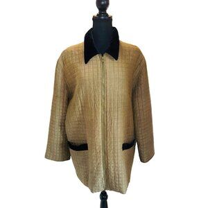 Vintage Bogari Signature Olive Black Quilted Jacket Canvas Jacket Coat Collar